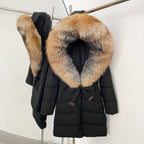 OFTBUY New Winter Genuine Fox Fur Hooded Puffer Coat Women Women's White Duck Down Jacket Outerwear Female Fashion Parkas