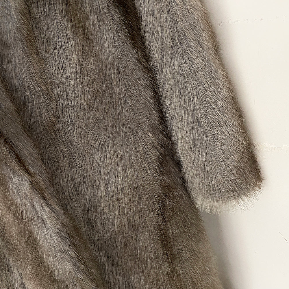 OFTBUY Luxury Long-Line Notch Lapel Faux Fur Coat - Elegant Winter Vegan Fur Overcoat