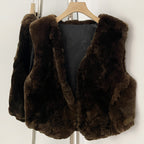 OFTBUY New Autumn Winter Luxury Clothes Outerwear Women's Real Rex Rabbit Fur Vest Fashion V-Neck Natural Fur Waistcoat Female