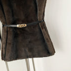 OFTBUY Luxury Sleeveless Faux Fur Jacket Women Fashion New Autumn Winter Fake Fur Clothes Female Warm Thick Belt Artificial Fur Coat