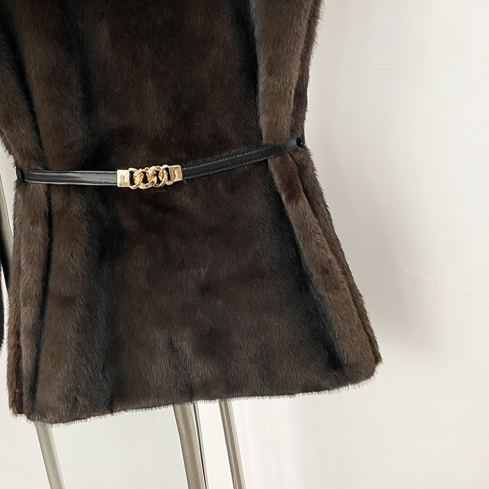OFTBUY Luxury Sleeveless Faux Fur Jacket Women Fashion New Autumn Winter Fake Fur Clothes Female Warm Thick Belt Artificial Fur Coat