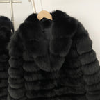 OFTBUY Luxury 100% Real Fox Fur Coat - Mid-Length Winter Tiered Fur Jacket for Women