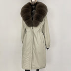 OFTBUY New Zipper Autumn Winter Clothes Women Natural Fox Fur Collar Goose Down Coat Long Warm Thickened Real Fur Puffer Jacket