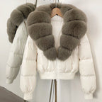 OFTBUY Knit Cuff Short Real Fox Fur Collar Duck Down Coat Female New Autumn Winter Clothes Women Genuine Fur Puffer Jacket