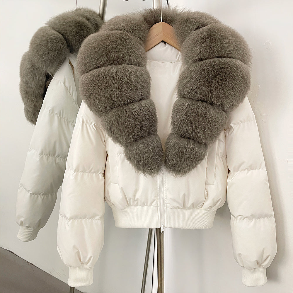 OFTBUY Knit Cuff Short Real Fox Fur Collar Duck Down Coat Female New Autumn Winter Clothes Women Genuine Fur Puffer Jacket