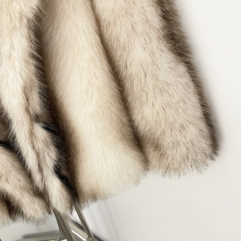 OFTBUY Chic Oversized Lapel Faux Fur Jacket - Premium Vegan Fur Winter Coat with Soft Texture