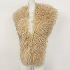 OFTBUY Women's Faux Mongolian Fur Vest Open Front Fluffy Faux Fur Waistcoat with Back Tie New Autumn Winter Outerwear Female
