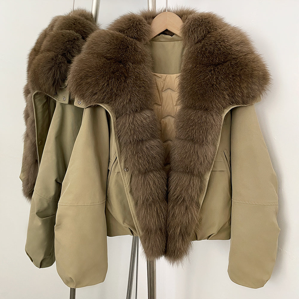 OFTBUY Women's Dcuk Down Coat with Big Real Fox Fur Collar New Winter Warm Thickened Clothing Female Natural Fur Puffer Jacket
