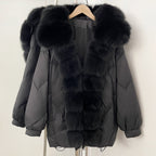 OFTBUY New Autumn Winter Thickened Warm Clothes Women Loose Big Real Fox Fur Goose Down Coat Female Natural Fur Puffer Jacket
