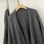 OFTBUY No Placket Long Sleeves Knitwear Jacket Long Real Fox Fur Pocket Cardigan Sweater Women New Spring Autumn Knitted Clothes