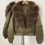 OFTBUY Short Thickened Warm Puffer Jacket Female New Autumn Winter Real Fox Fur Collar Clothes Women Natural Fur Duck Down Coat