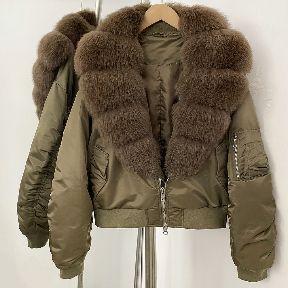 OFTBUY Short Thickened Warm Puffer Jacket Female New Autumn Winter Real Fox Fur Collar Clothes Women Natural Fur Duck Down Coat