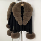 OFTBUY Loose Fit Warm Winter Fashion Lady Outerwear Sweater Female New Women's Knit Cardigan with Large Real Fox Fur Collar