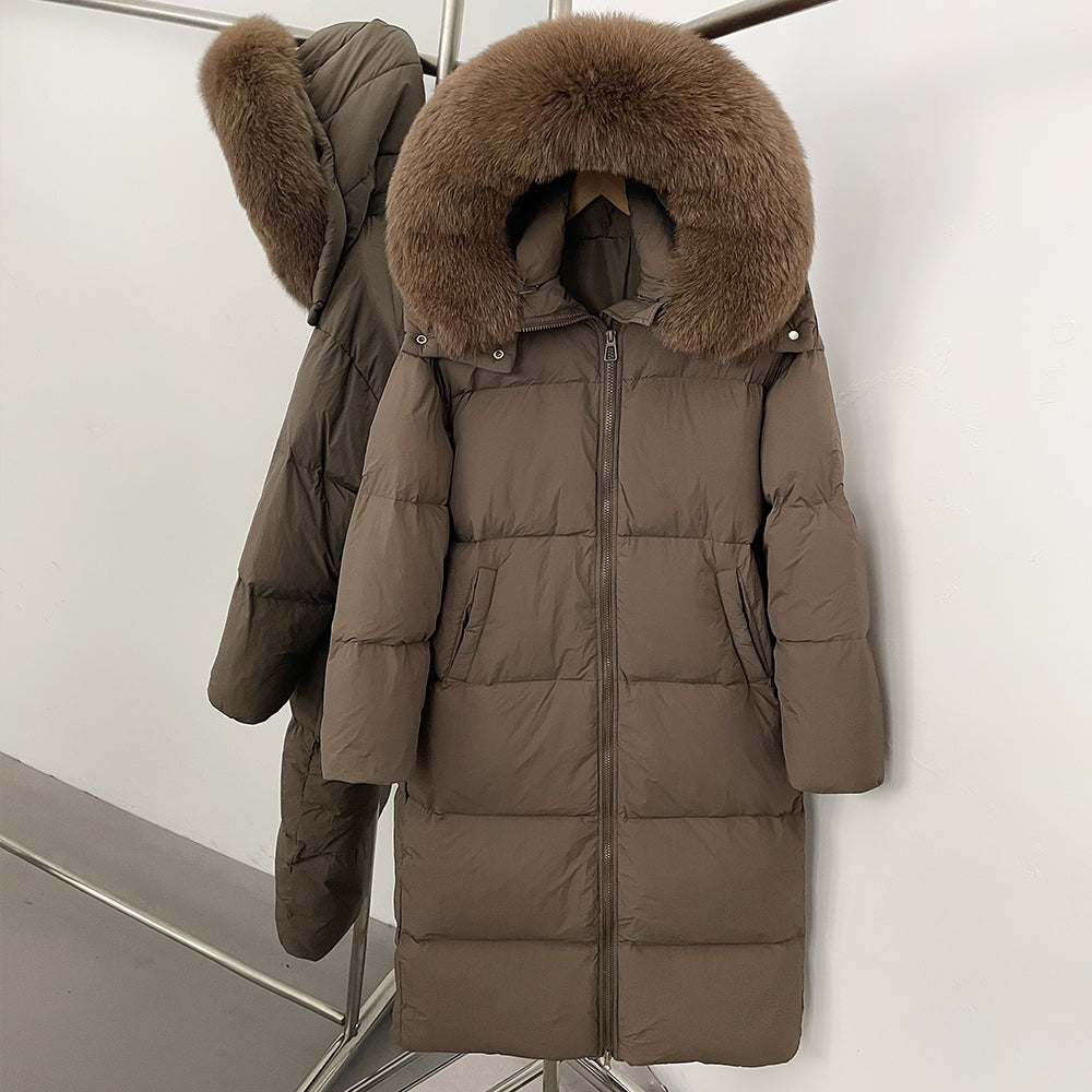 OFTBUY Duck Down Warm Windproof Puffer Coat New Women's Long Hooded Down Jacket Real Fur Collar Winter Thickened Parka Outerwear