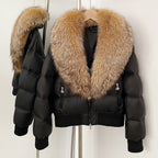 OFTBUY Real Fox Fur Collar Puffer Jacket Female New Winter Top Fluffy Clothing Thick Warm Natural Fur White Duck Down Coat Women
