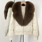 OFTBUY Zipper Luxury Warm Winter New Women's Puffer Jacket with Real Fox Fur Collar Fashion Outerwear Duck Down Coat Female