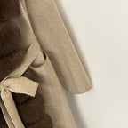 OFTBUY 2025 New Women's Knit Coat with Full Real Fox Fur Trim Belted Warm Winter Elegant Fashion Outerwear Female Long Sweater