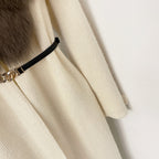 OFTBUY Warm Winter Elegant Fashion knit Outerwear female New Women's Knit Long Coat with Large Real Fox Fur Collar Belted Waist