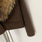 OFTBUY Fashion Short Warm Wool Coat with Real Fox Fur Collar New Autumn Winter Clothes Women Luxury Woolen Jacket Outerwear