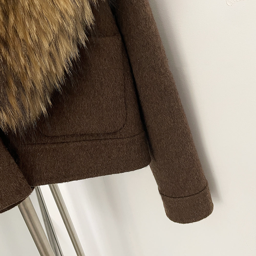 OFTBUY Fashion Short Warm Wool Coat with Real Fox Fur Collar New Autumn Winter Clothes Women Luxury Woolen Jacket Outerwear