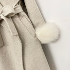 OFTBUY Belt Real Fox Fur Cuffs Elegant Warm Winter Outerwear lady New Women's Long Double-Faced Wool Coat Oversized Lapel Collar