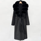 OFTBUY New Autumn Winter Top Clothes Female Long Big Real Fox Fur Collar Woolen Jacket Women Fashion Warm Cashmere Wool Coat