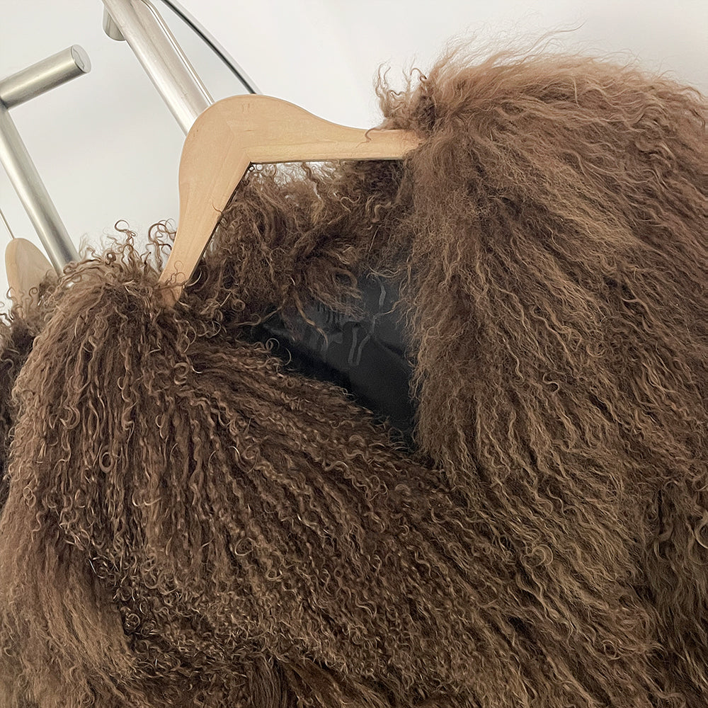 OFTBUY New Fashion Casual Clothes Women Winter Luxury Natural Fur Jacket Female Warm Thick V-neck Real Mongolia Sheep Fur Coat