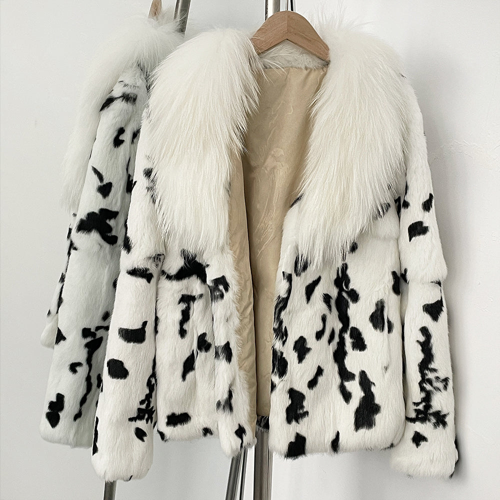 OFTBUY Thick Warm Real Rabbit Fur Jacket New Winter Top Clothes Women Long Sleeve Fox Fur Coat Luxury Style Streetwear Lady