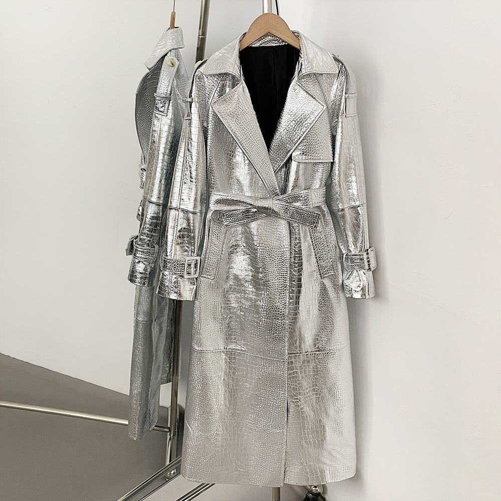 OFTBUY Hot Sales Fashion New Spring Autumn Real Leather Clothing Women's Long Belt Genuine Leather Jacket Female Black Coat