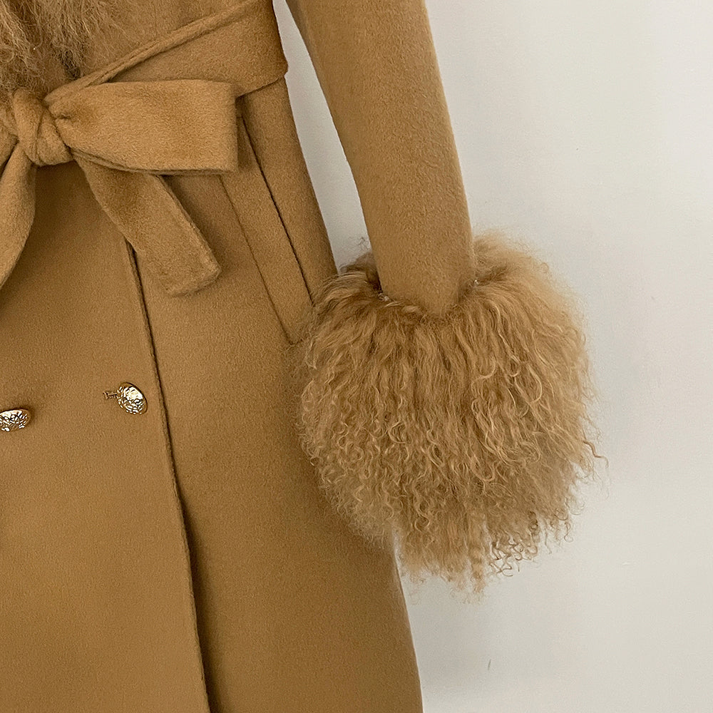 OFTBUY Fashion Natural Mongolia Sheep Fur Wool Jacket New Autumn Winter Clothes Women Lady Warm Long Real Fur Woolen Coat Female