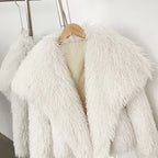 OFTBUY New Autumn Winter Clothes Women Fashion Big Collar Artificial Mongolia Sheep Fur Jacket Luxury Faux Fur Coat Fake Fur Overcoat