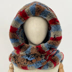 OFTBUY Thick Warm Windproof Natural Rabbit Fur Hat with Scarf Women New Winter Cute Cycling Cap Child Fluffy Rea Fur Neckerchief