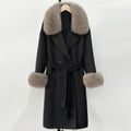 OFTBUY Wholesale New Autumn Winter Clothes Women Real Fox Fur 100% Wool Coat Female Fashion Warm Long Natural Fur Woolen Jacket