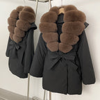 OFTBUY Natural Fox Fur Collar Fluffy Puffer Jacket Women Thickened Warm Real Fur White Duck Down Coat New Winter Parke Outerwear