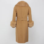 OFTBUY Winter Jacket Women Long Natural Wool Blends Cashmere Real Fur Coat Double Breasted Belt Warm Streetwear New Fashion