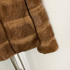 OFTBUY Women Horizontal Striped Real Rabbit Fur Coat Luxury Camel Fur Jacket with Stand Collar New Warm Winter Outerwear Female