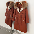 OFTBUY Long Hooded Real Fox Fur Collar Coat Women Waterproof Windproof Natural Rabbit Fur Inner Jacket New Thickened Warm Parker