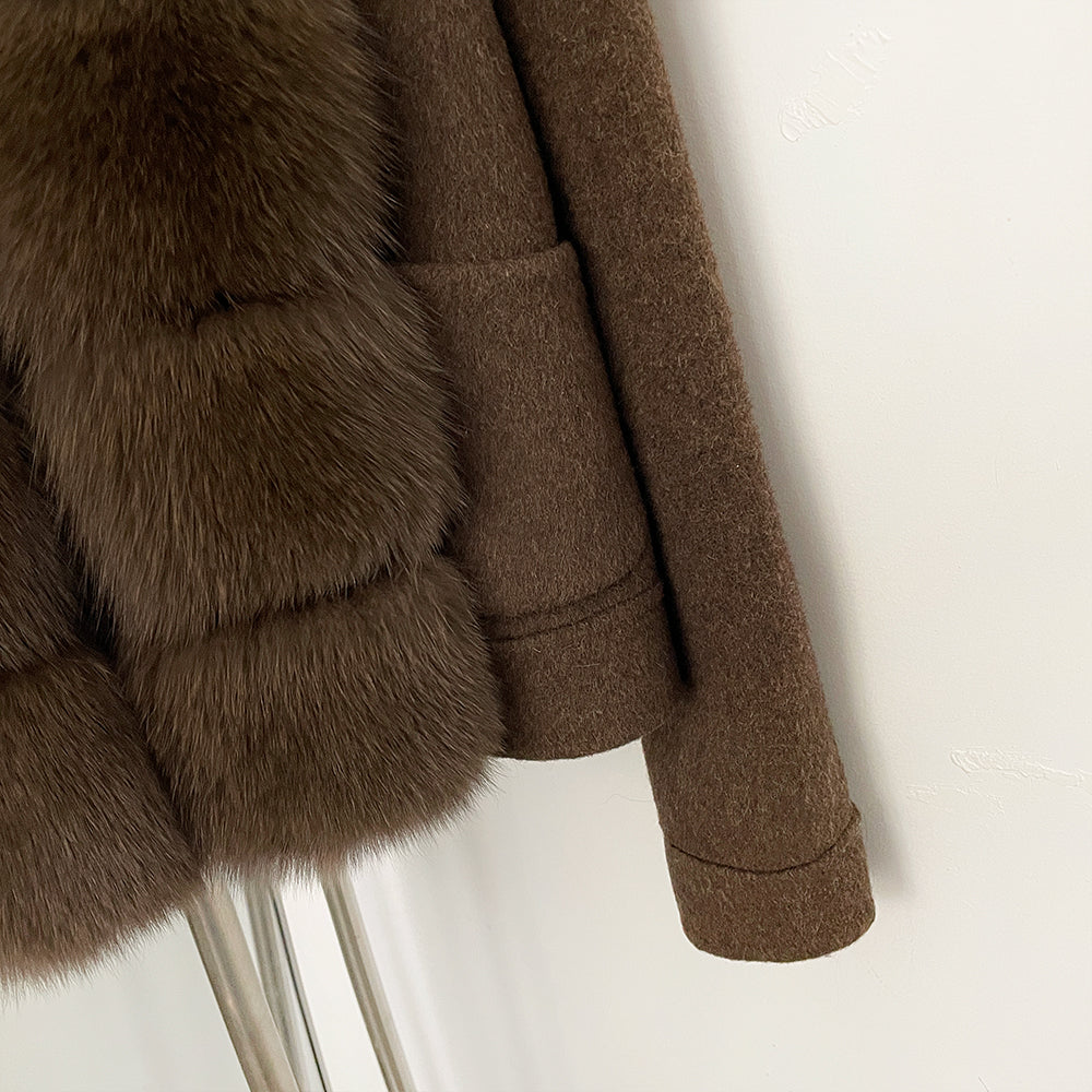 OFTBUY New Autumn Warm Winter Woolen Clothes Outerwear Women's Wool Coat with Real Fox Fur Trim Luxury Jacket with Natural Fur