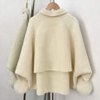 OFTBUY New Women's Double-Faced Wool Coat with Real Fox Fur Cuffs Lapel Collar Coat Design Warm Winter Elegant Fashion Outerwear