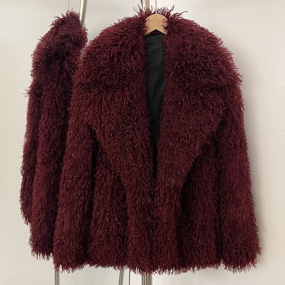 OFTBUY New Winter Clothes Women Fashion Faux Mongolia Sheep Fur Coat Warm Thick Fake Fur Jacket Long Sleeve Artificial Fur Overcoat