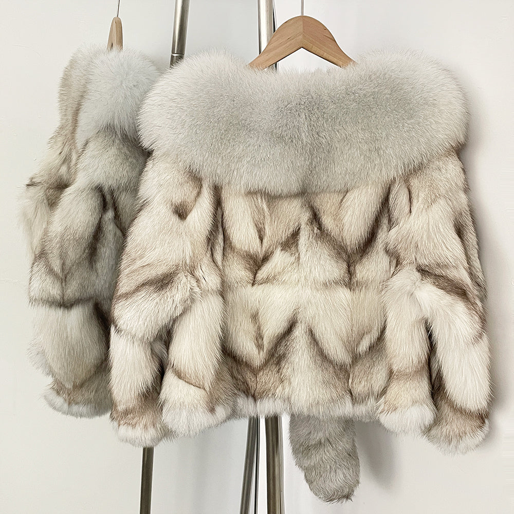 OFTBUY New Arrival Women Real Natural Fox Fur Coats Autumn Winter Wholeskin Fox Fur Short Jacket Warm Real Fox Fur Overcoats