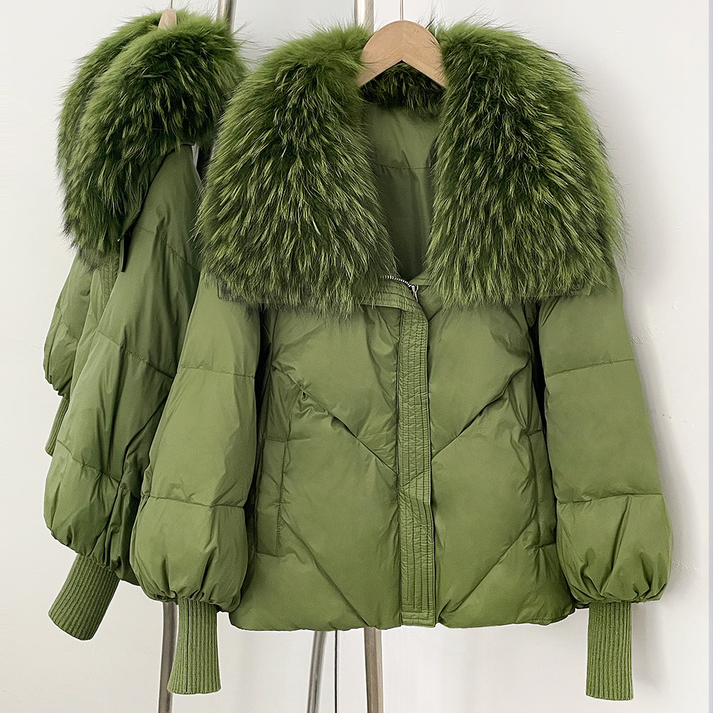 OFTBUY New Winter Loose Top Clothing Women Fashion Oversize Real Fox Fur Collar Duck Down Coat Female Natural Fur Puffer Jacket