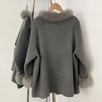 OFTBUY Trim Bow Detail Decorative Buttons Winter Elegant Woolen Outerwear New Women's Double Face Wool Coat with Real Fox Fur