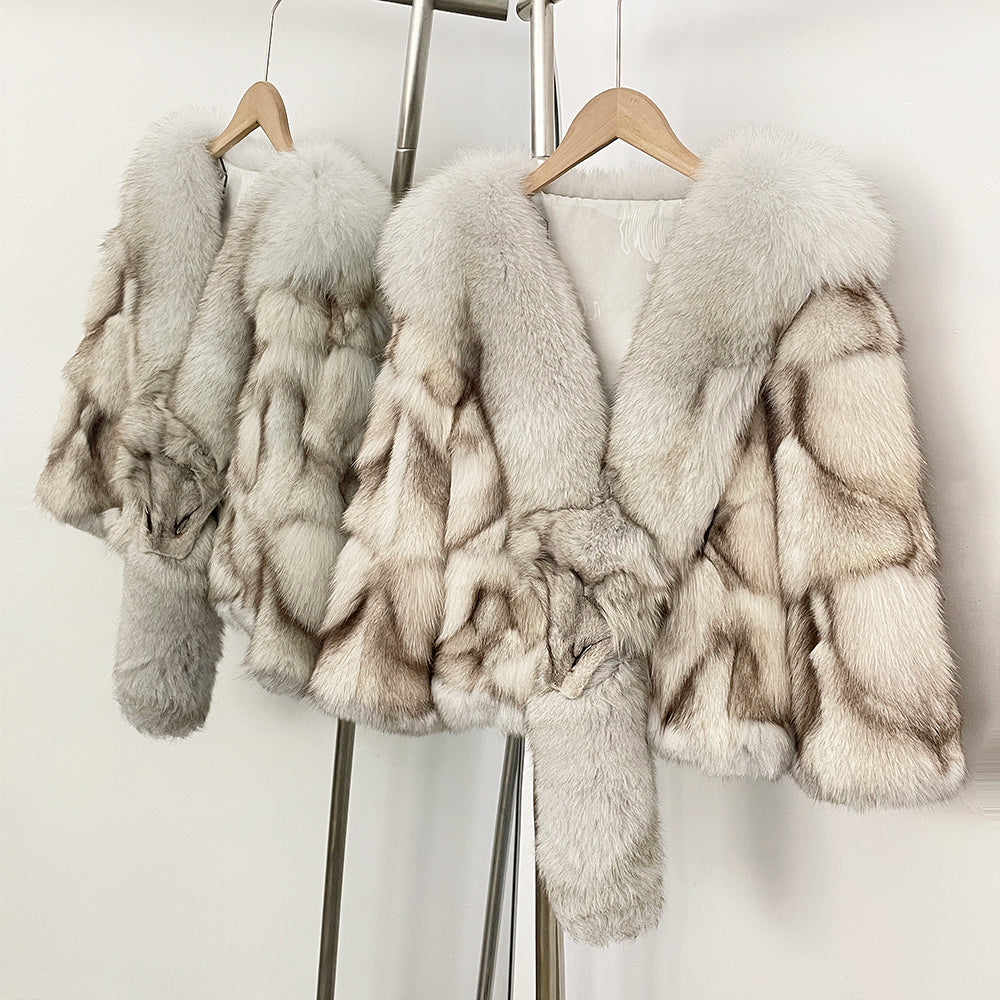 OFTBUY New Arrival Women Real Natural Fox Fur Coats Autumn Winter Wholeskin Fox Fur Short Jacket Warm Real Fox Fur Overcoats
