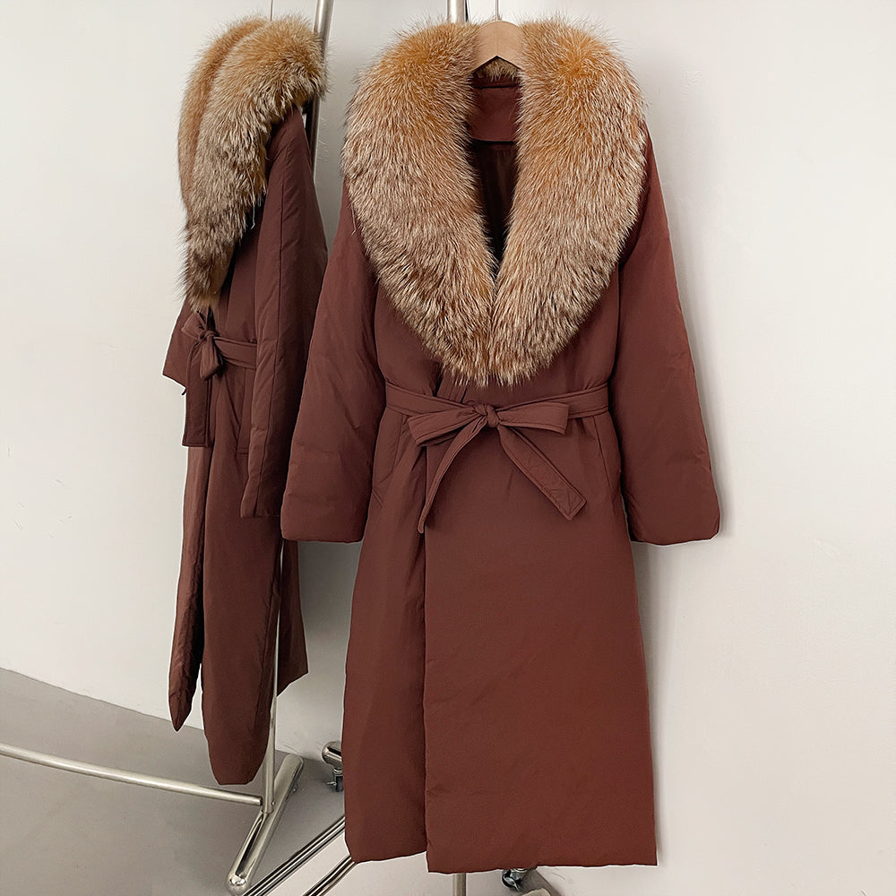 OFTBUY Real Fox Fur Collar Fluffy Puffer Jacket Female New Long Winter Down Clothing Women Thickened Warm White Duck Down Coat