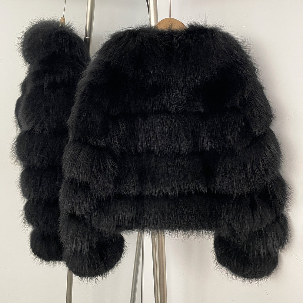 OFTBUY Fluffy Natural Fox Fur Coat Female New Autumn Winter Thickened Warm Clothes Women Long Sleeves Short Real Fur Jacket Lady