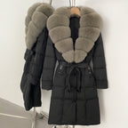 OFTBUY Thickened Warm Duck Down Coat Female Luxury Long Belt New Winter Natural Fox Fur Clothes Women Silm Puffer Jacket Outwear