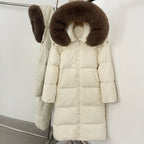 OFTBUY Duck Down Warm Windproof Puffer Coat New Women's Long Hooded Down Jacket Real Fur Collar Winter Thickened Parka Outerwear