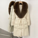 OFTBUY New Winter Real Fox Fur Long Clothes Women Belt Thickened Warm Natural Fur Duck Down Female Luxury Fashion Puffer Jacket
