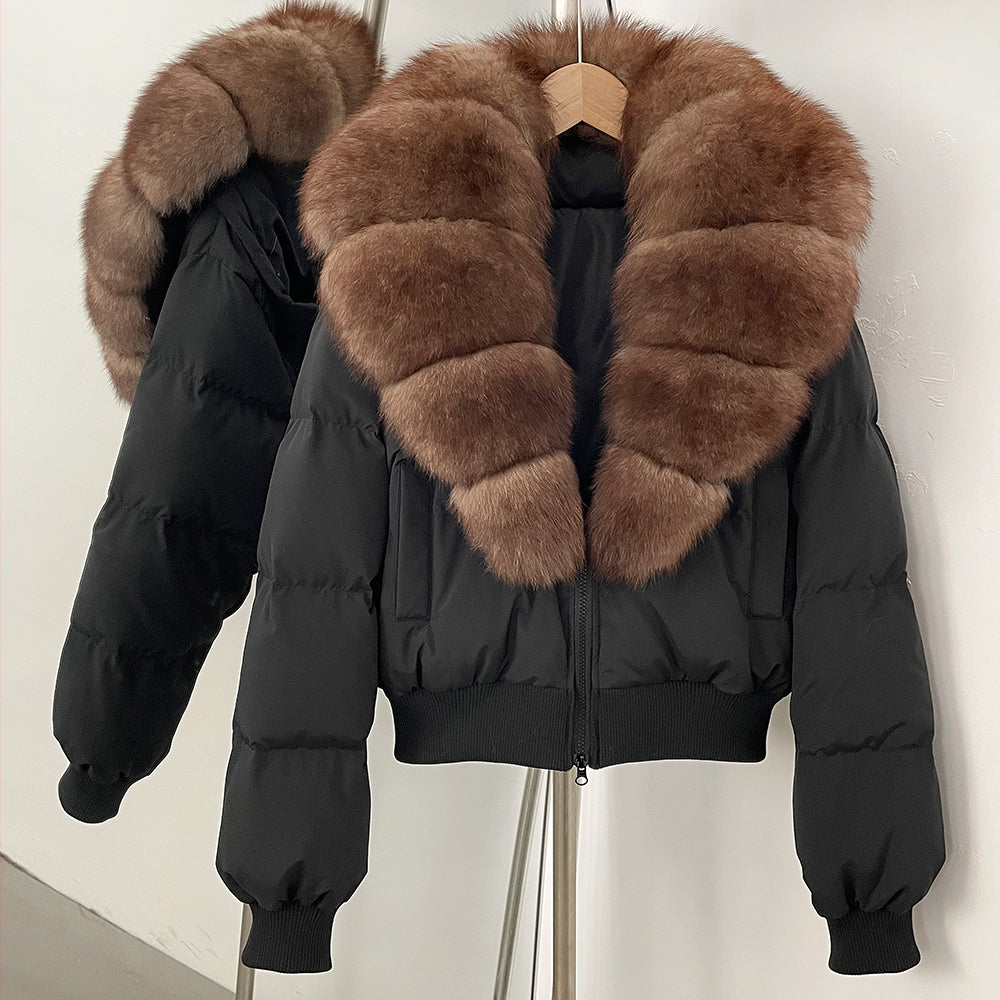 OFTBUY Knit Cuff Short Real Fox Fur Collar Duck Down Coat Female New Autumn Winter Clothes Women Genuine Fur Puffer Jacket